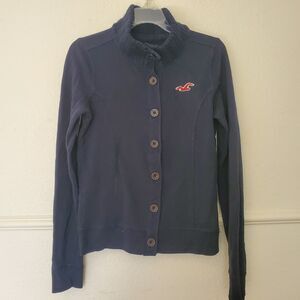 Jacket with Sweater Collar Hollister Logo Womans Adult Medium Button up Ladies